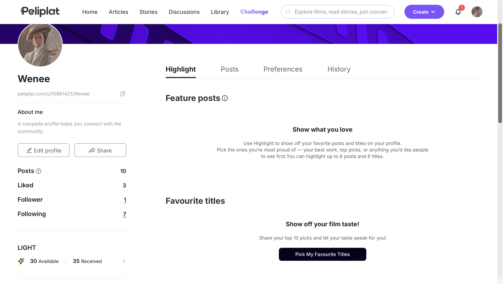 The same Peliplat profile in English.